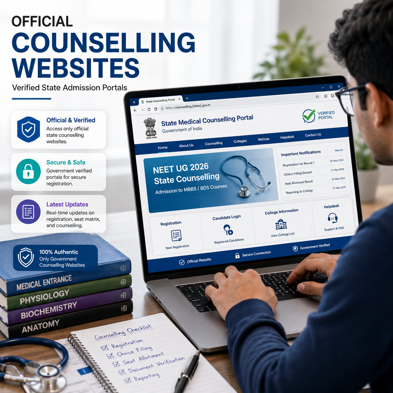 Official NEET UG 2026 state counselling websites — verified admission portals