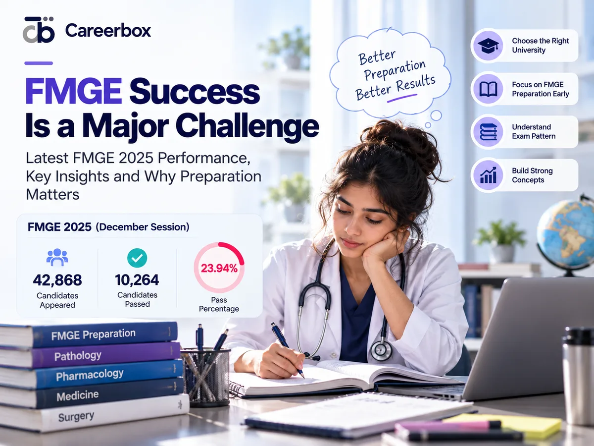 FMGE 2025 December session — 42,868 candidates appeared, 10,264 passed, 23.94% pass percentage